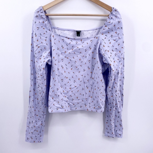 Wild Fable Lavender Puff Sleeve Square Neck Top - Picture 4 of 7